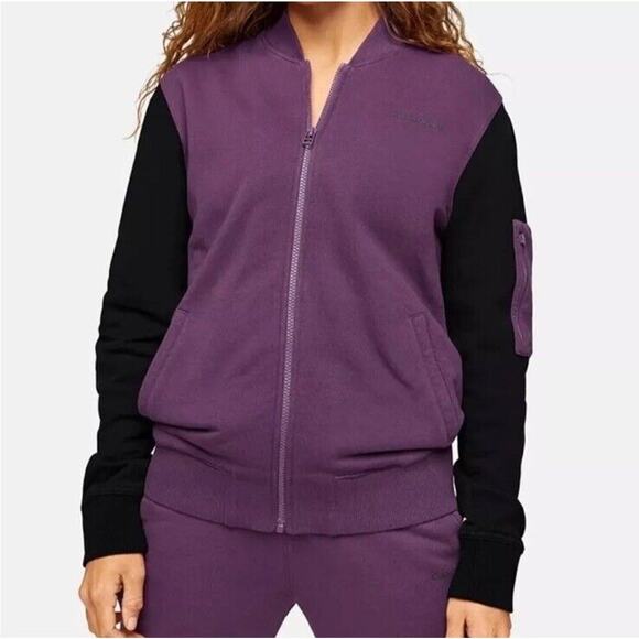 Outdoor Voices Pickup Bomber Cotton Terry Jacket Purple Size Small Athleisure F1 - Picture 1 of 7